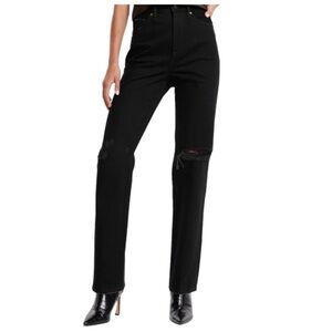 Express Black Rinse Jeans Ripped knee Super High Waisted  Modern Straight sz 8